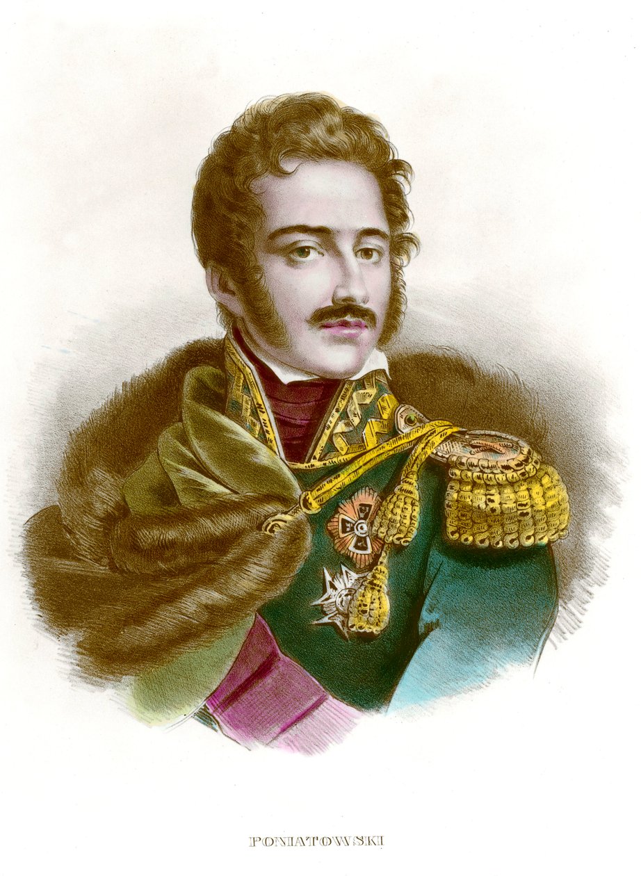 Portrét Marechala Josepha (Jozef) Antoni Poniatowski (1763-1813) polský důstojník. Rytina soukromé sbírky 19. století od Anonymous Anonymous