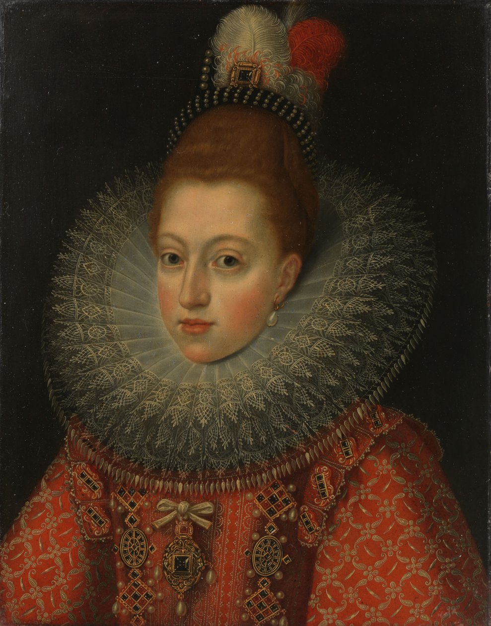 Portrét Markéty Rakouské (1584-1611) španělské královny, kolem roku 1600 (olej na mědi) od Anonymous Anonymous