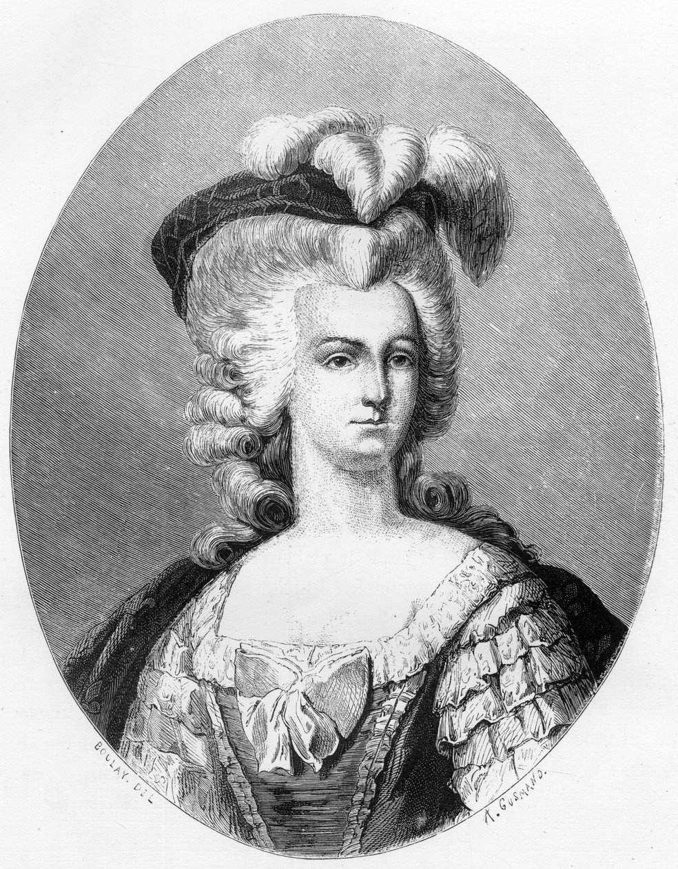 Portrét Marie Antoinetty (1755-1793), královny Francie – rytina z roku 1863 v „Le Livre Rouge – Histoire De L