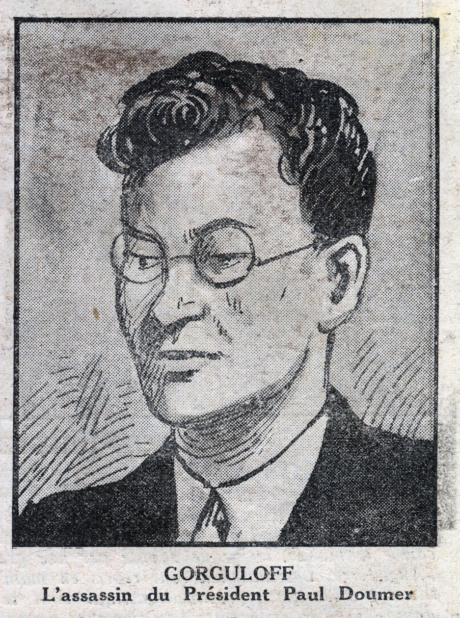 Portrét Paula Gorgulova nebo Gorguloffa (1895-1932), vraha francouzského prezidenta Paula Doumera (1857-1932). Rytina v "L