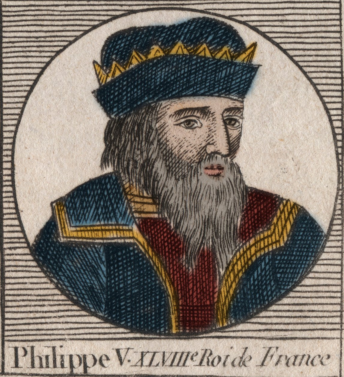 Portrét Filipa V. Dlouhého (1294 - 1322), francouzského krále - Philippe V (1294-1322) "The Talk" - rytina z ""Instrukce o historii Francie"" od Charlese Constanta Le Telliera 1821 od Anonymous Anonymous