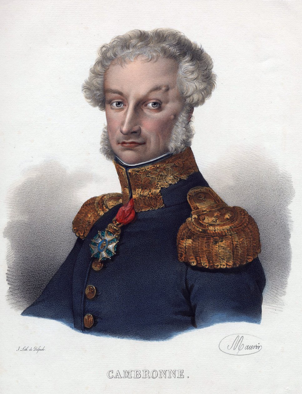 Portrét Pierra Cambronna (1770-1842) - Anonym - 1835 - Litografie, akvarel - 32x24 - Soukromá sbírka od Anonymous Anonymous