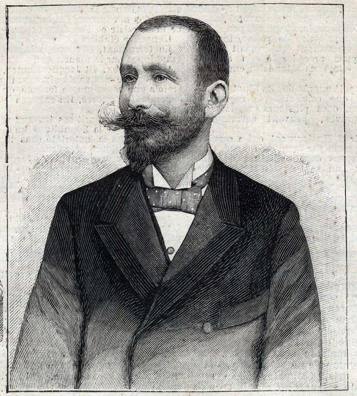 Portrét Pierra Salesa (1854? -1921?), francouzského spisovatele. Gravírování „“Le Petro Parisien““ od Anonymous Anonymous
