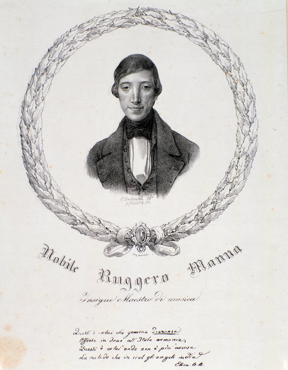 Portrét Ruggero Manna (litografie) od Anonymous Anonymous