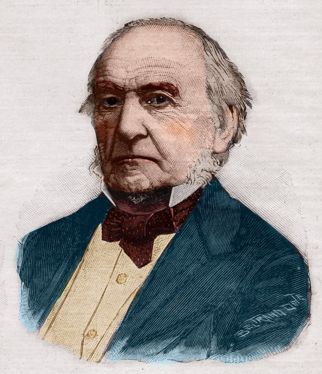 Portrét Williama Ewarta Gladstonea (1809-1898), britského premiéra a politika. Rytina „Le petit Parisien““ z roku 1891. Soukromá sbírka. od Anonymous Anonymous