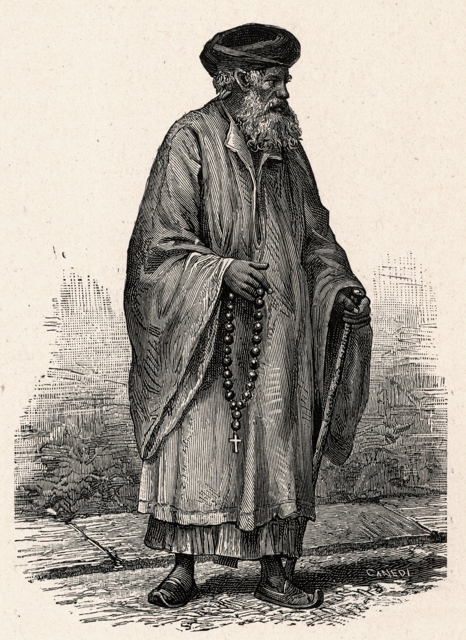 Portrét katolického Kopta ze Zifte v Egyptě. Rytina v „Katolické misie v XIX. století“ od Louis-Eugene (Louis Eugene) Louvet. soukromá sbírka. od Anonymous Anonymous