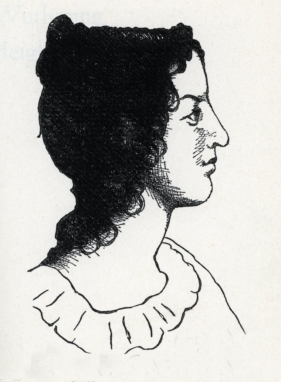 Portrét britské spisovatelky Emily Bronteové (1818-1848) (rytina z "Les Hauts de Hurlevent") od Anonymous Anonymous
