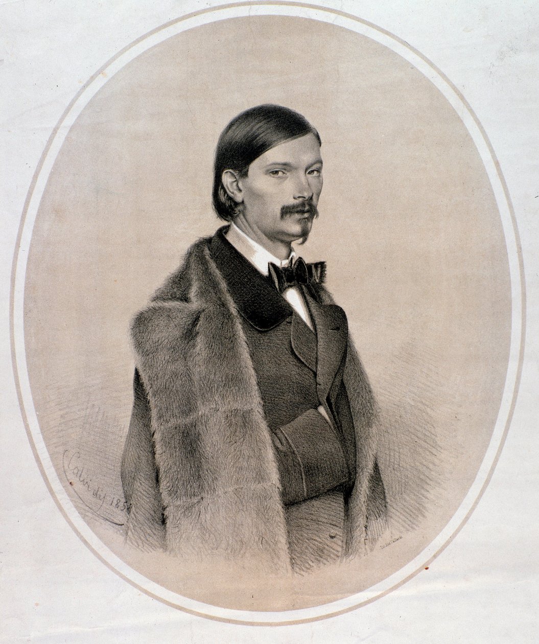 Portrét italského dirigenta, kontrabasisty a skladatele Giovanniho Bottesiniho (Kresba. 1858) od Anonymous Anonymous