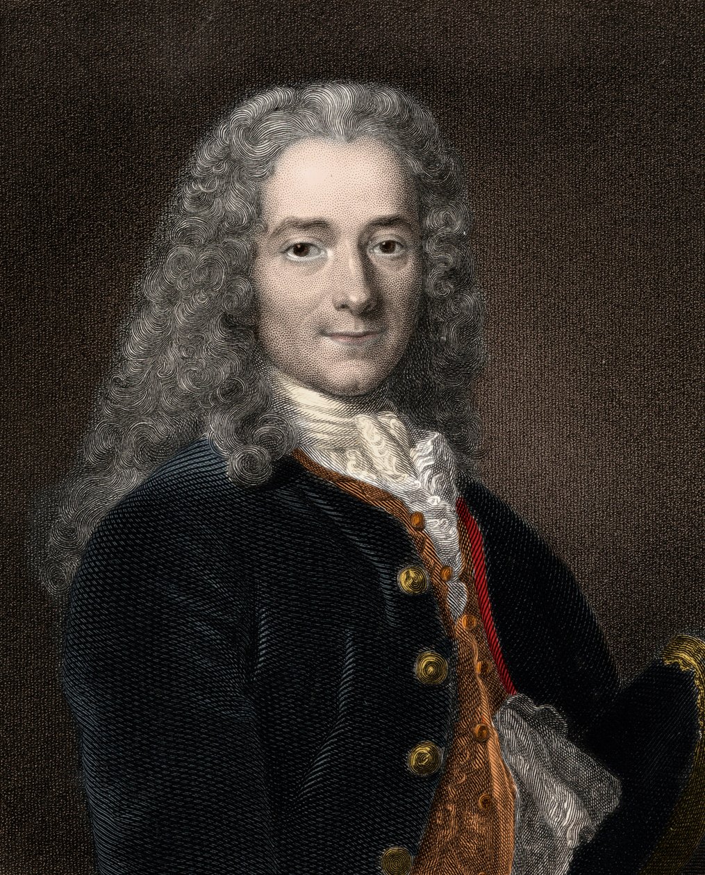 Portrét francouzského spisovatele a filozofa Francoise-Marie Arouet dit Voltaire (1694-1778) od Anonymous Anonymous
