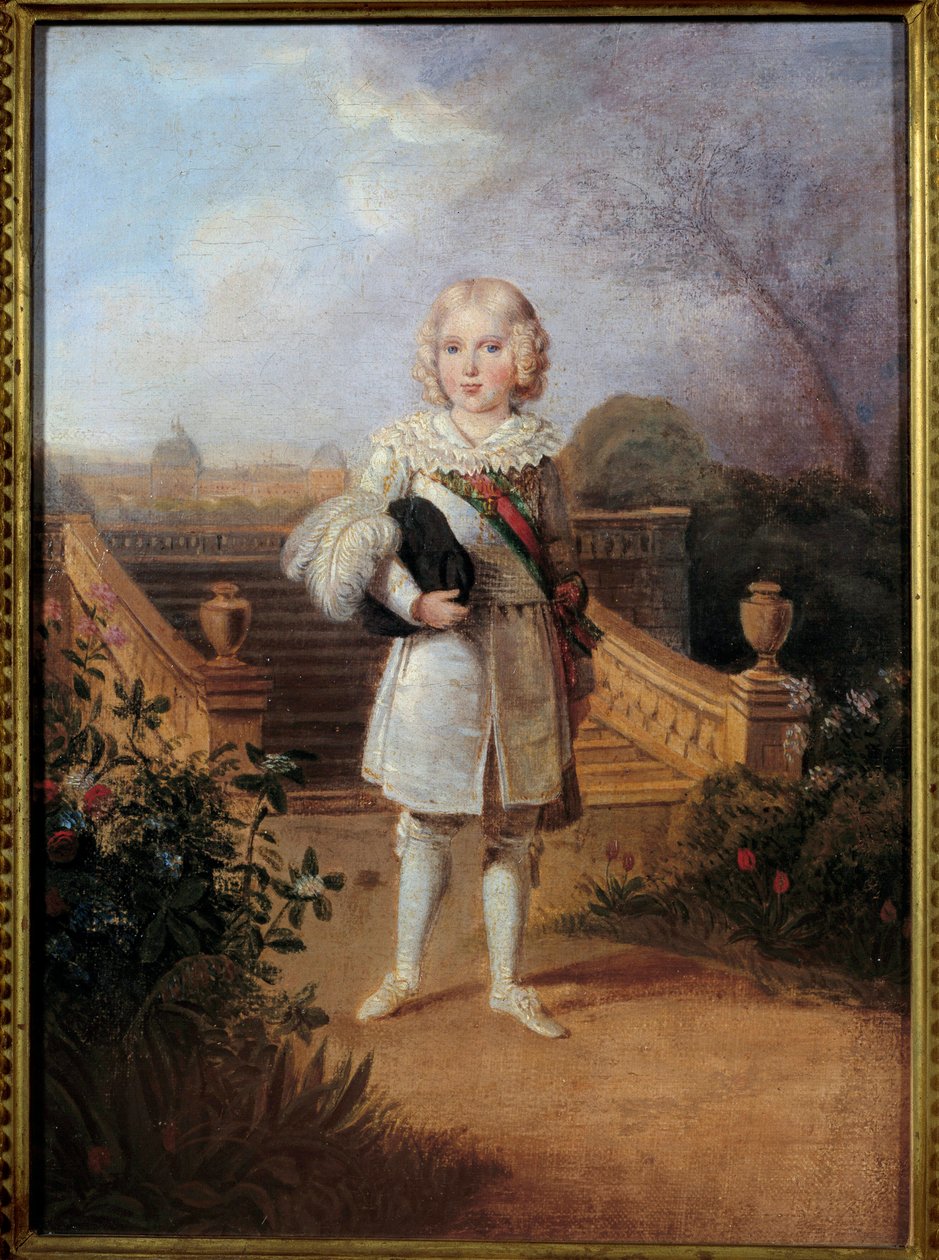 Portrét prince z Parmy (1811-1832) v zahradě Tuileries Král Říma Napoleon II., vévoda z Reichstadtu, syn císaře Napoleona I. (1769-1821). Anonymní malování. Soukromá sbírka 19. století od Anonymous Anonymous