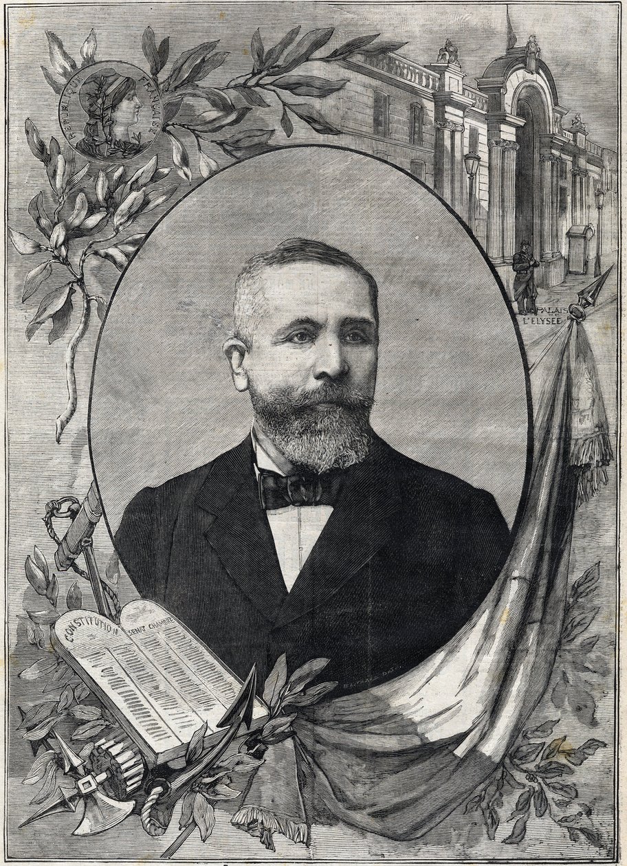 Portrét nového francouzského prezidenta Emila Loubeta (1838-1929) zvoleného 18. února 1899. Rytina. V „Malé Paříži“ od Anonymous Anonymous