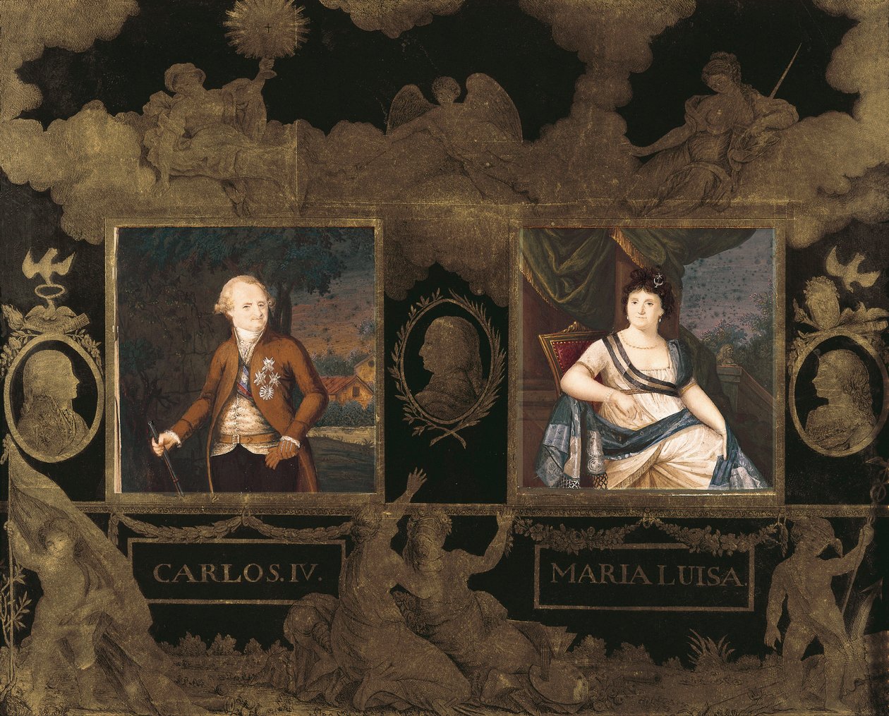 Portréty španělského krále Karla IV. (Carlos) (1748-1819) a jeho manželky Marie Louise Bourbonské Parma (Maria Luisa) (1751-1819) od Anonymous Anonymous
