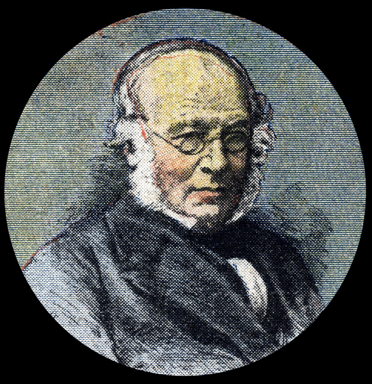 Poštovní historie: Portrét sira Rowlanda Hilla (1795-1879), u zrodu poštovní reformy v roce 1839. Detail „“Le petit journal““ z 15. 4. 1920. Soukromá sbírka od Anonymous Anonymous