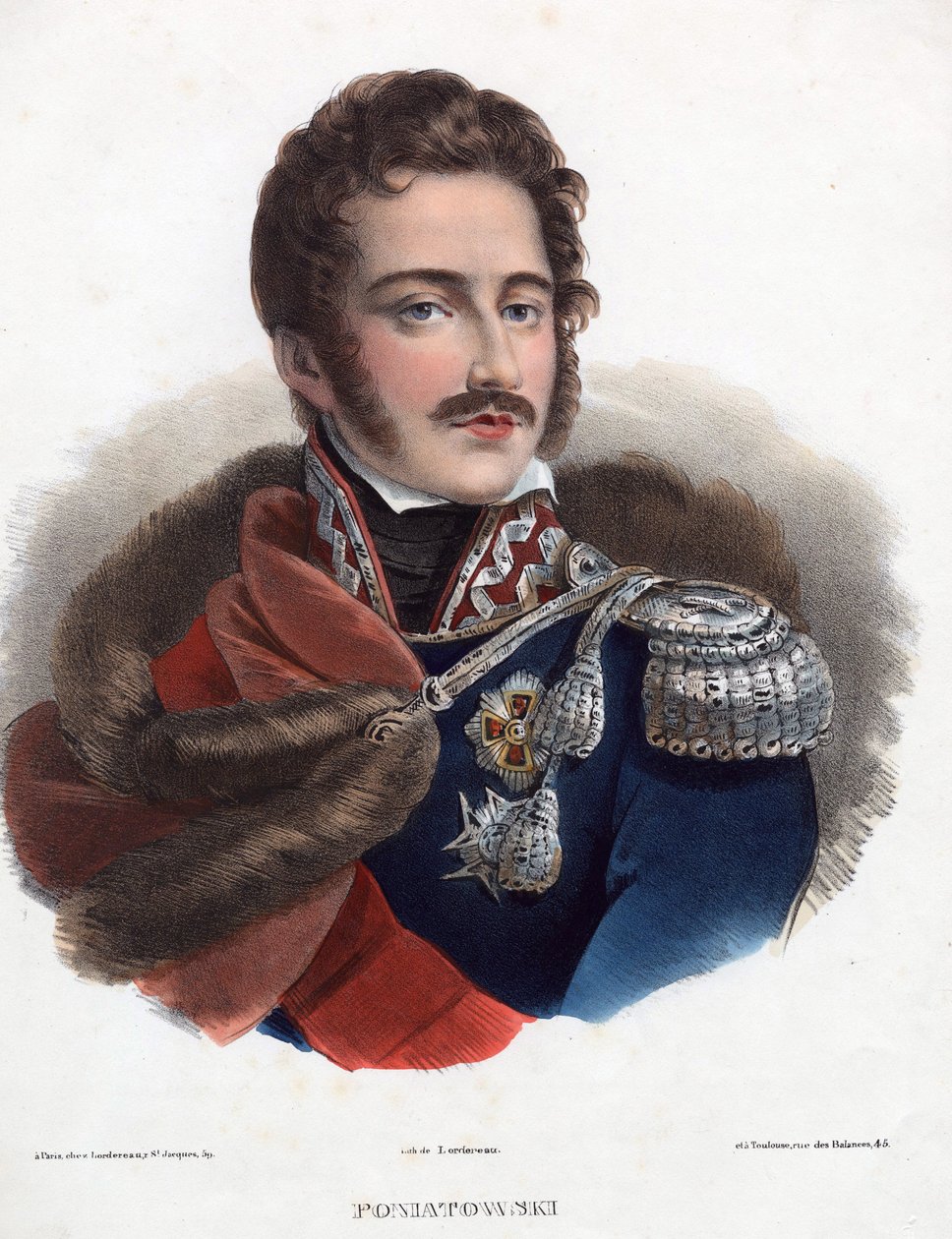Princ Jozef Poniatowski - Anonym - 1835 - Litografie, akvarel - 32x24 - Soukromá sbírka od Anonymous Anonymous