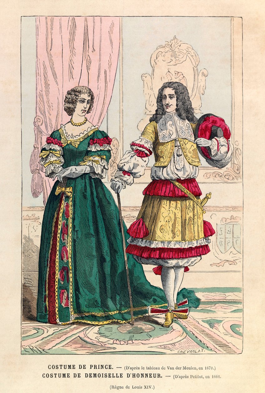 Kostým prince a kostým družičky za vlády Ludvíka XIV. (1638-1715) - soukromá sbírka od Anonymous Anonymous