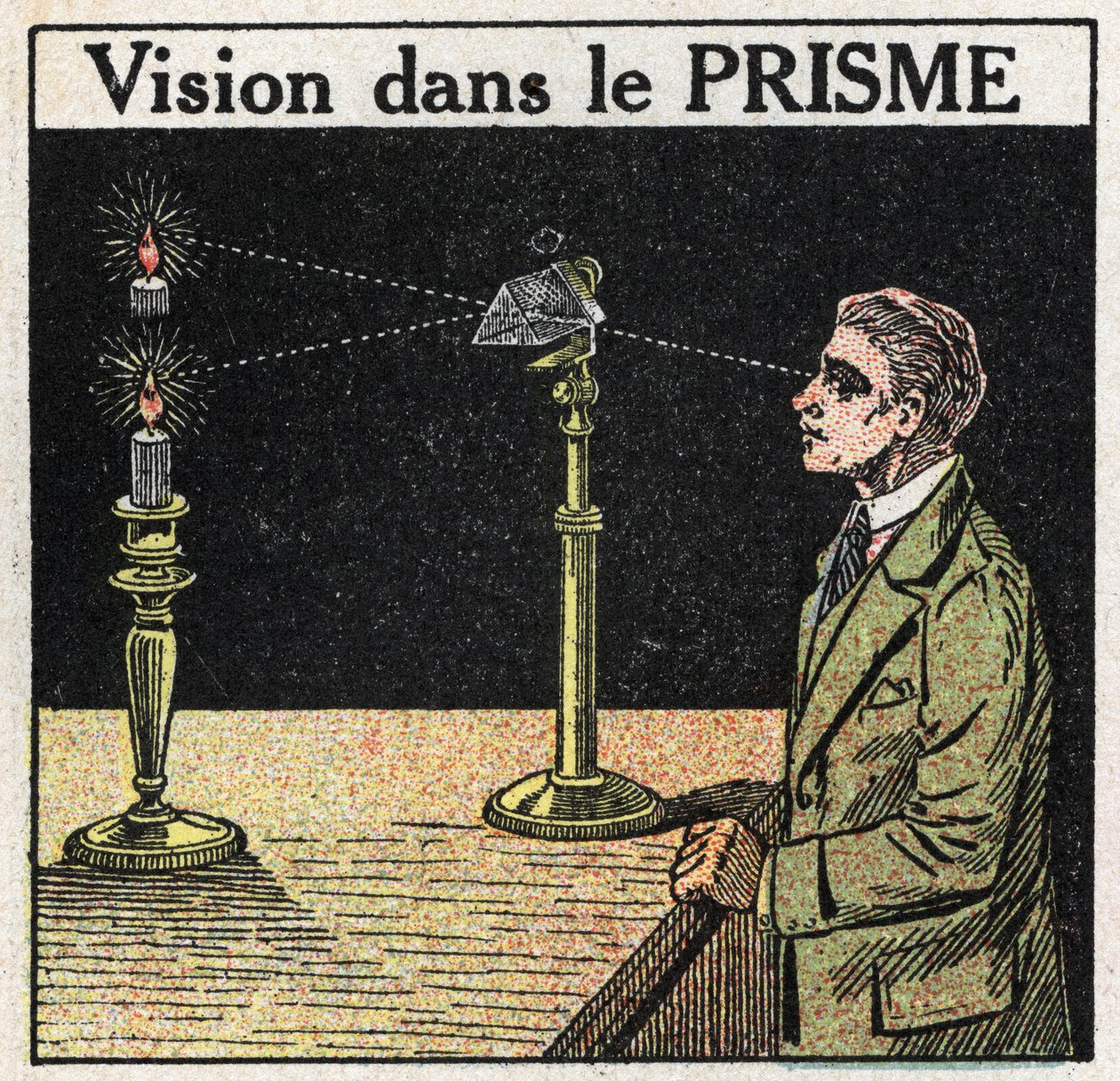 Hranoly a čočky: vidění v hranolu. Anonymní ilustrace z roku 1925. Soukromá sbírka. od Anonymous Anonymous