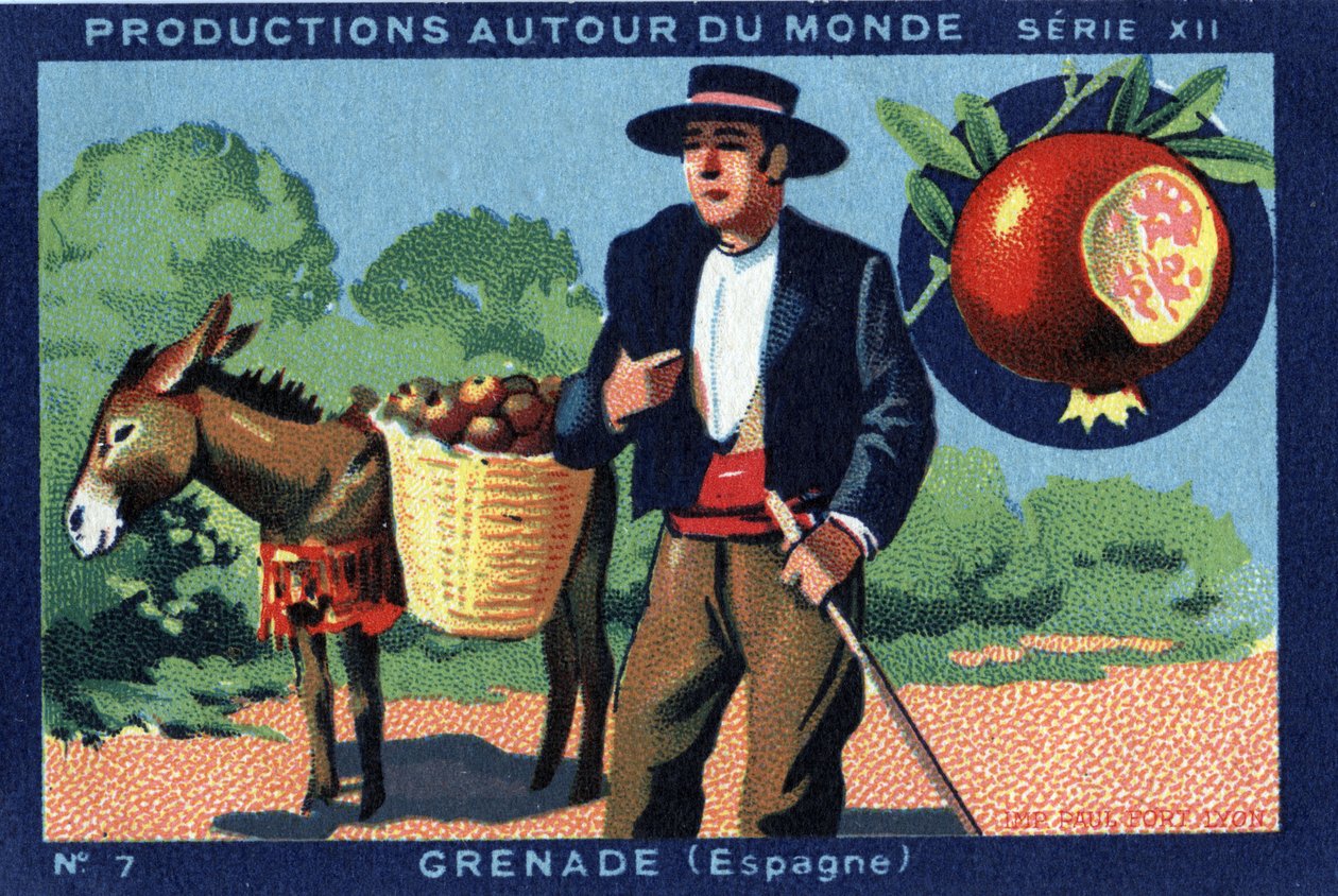 Produkce po celém světě: Granada ve Španělsku. Chromolitografie z roku 1933 v „Album Josepha-Milliata““ od Anonymous Anonymous