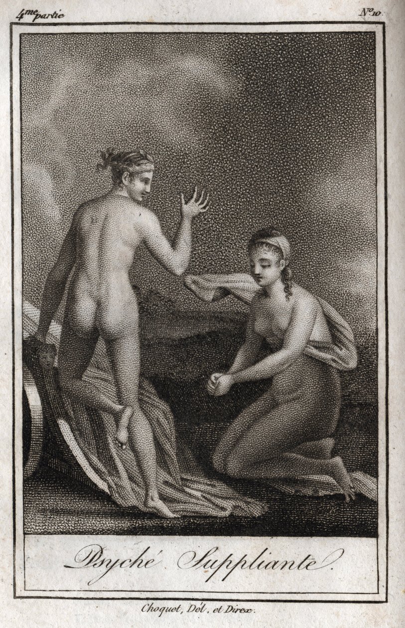 Psychické žebrání. Rytina z roku 1819 v „Lettres a Emilie sur la mythologie“ od Charlese Alberta Demoustiera (1760-1801). Soukromá sbírka. od Anonymous Anonymous