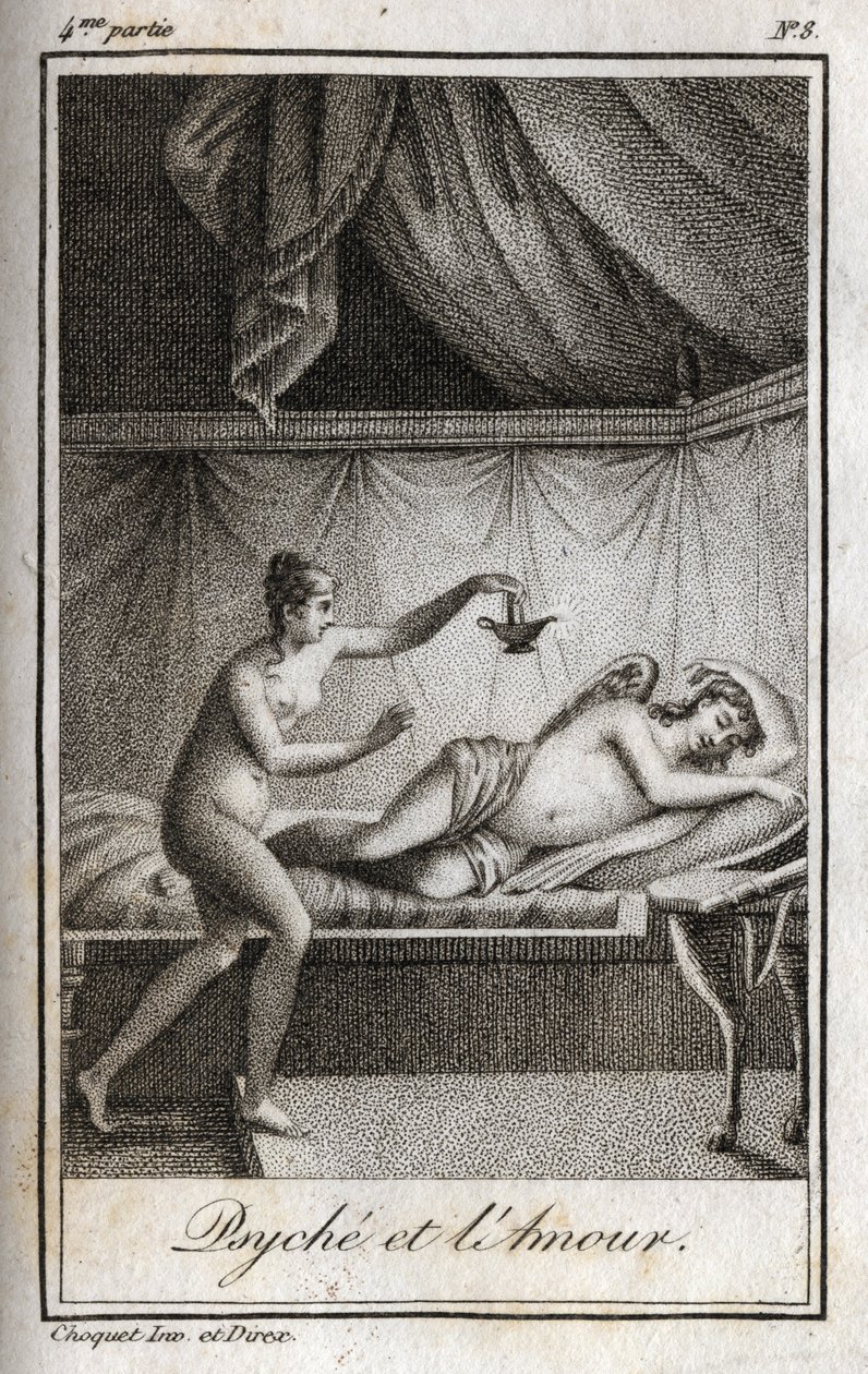 Rytina Psyche a Cupid z roku 1819 v „Dopisech Emilii o mytologii“ od Charlese Alberta Demoustiera (1760-1801). Soukromá sbírka. od Anonymous Anonymous