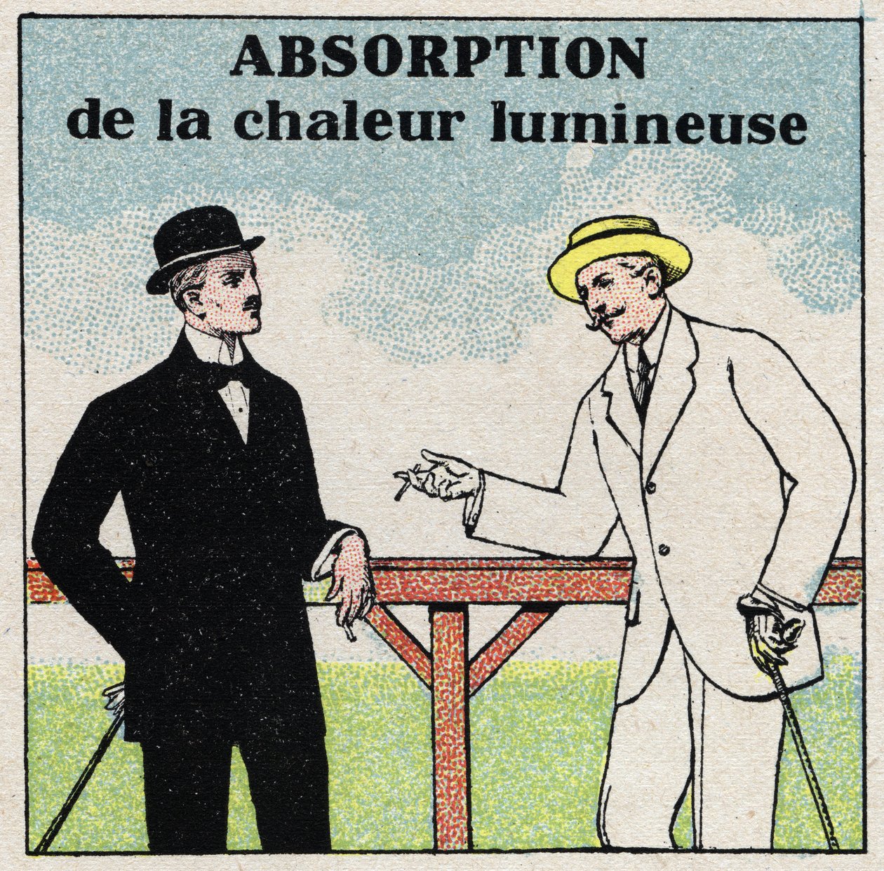 Vyzařování a vodivost: různá absorpce tepla světla v závislosti na barvě oblečení. Anonymní ilustrace z roku 1925. Soukromá sbírka. od Anonymous Anonymous