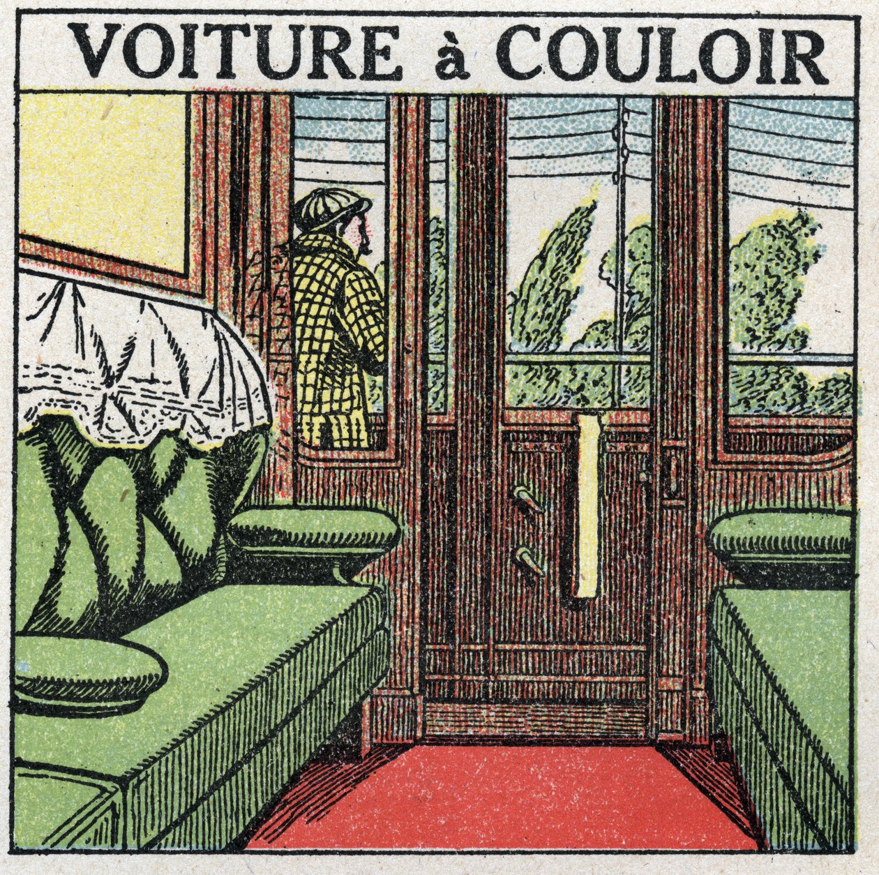 Železnice: koridorový vůz. Anonymní ilustrace z roku 1925. Soukromá sbírka. od Anonymous Anonymous