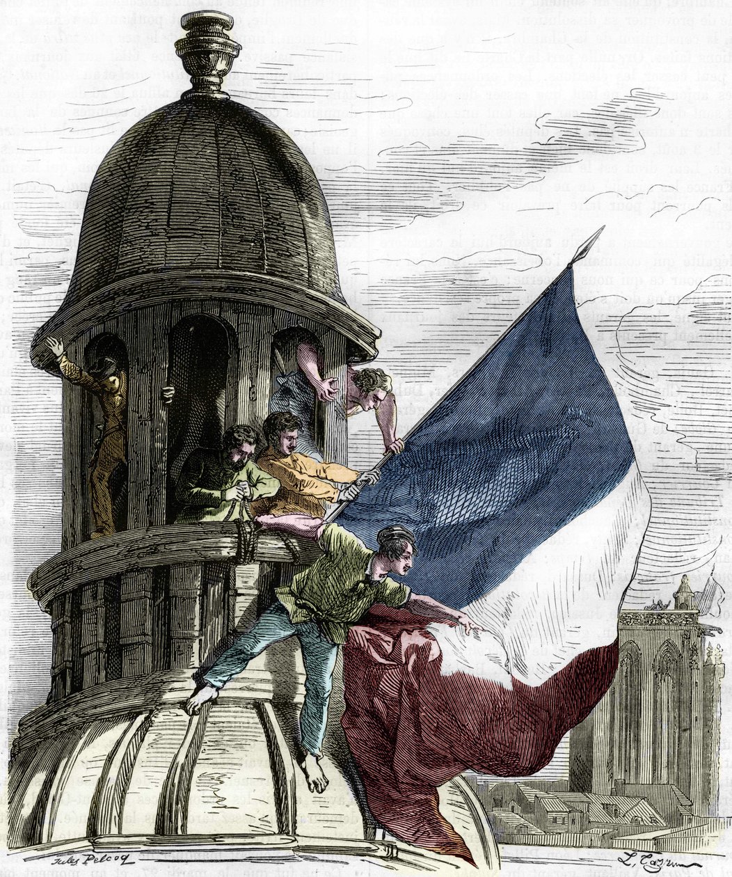 Revoluce 1830: trikolorní vlajka na radnici. od Anonymous Anonymous