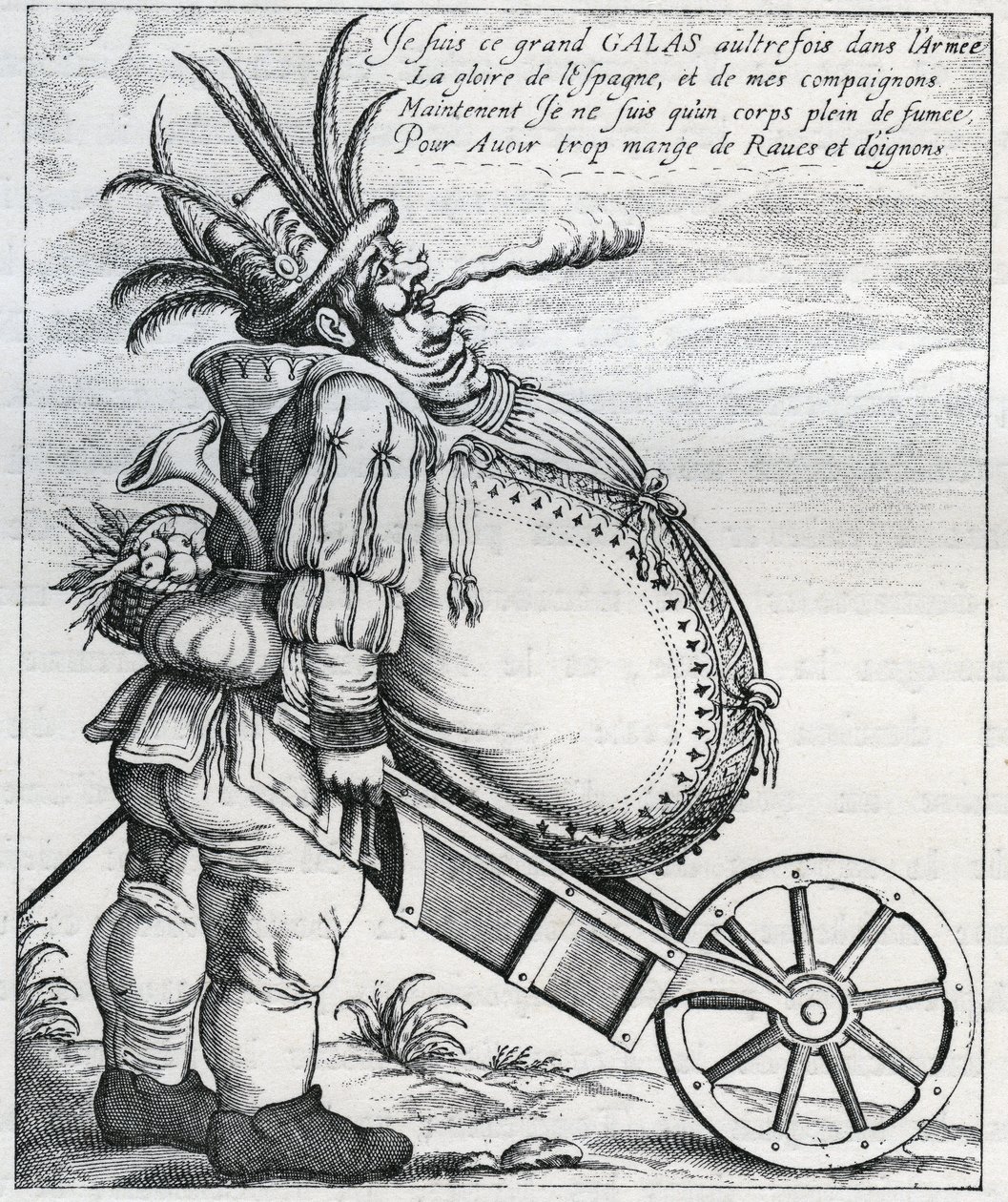 Satira proti Matyáši Gallasovi (1584-1647), generálovi císařské armády za třicetileté války, po jeho penzionování v roce 1636. Rytina 17. stol. Soukromá sbírka. od Anonymous Anonymous
