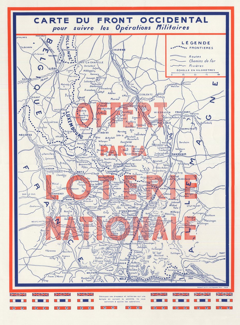 Druhá světová válka (2. 2. 2. IIIe 39-45 1939-1945) - Válka 1939 1945 - Mapa západní fronty, darováno Národní loterií od Anonymous Anonymous