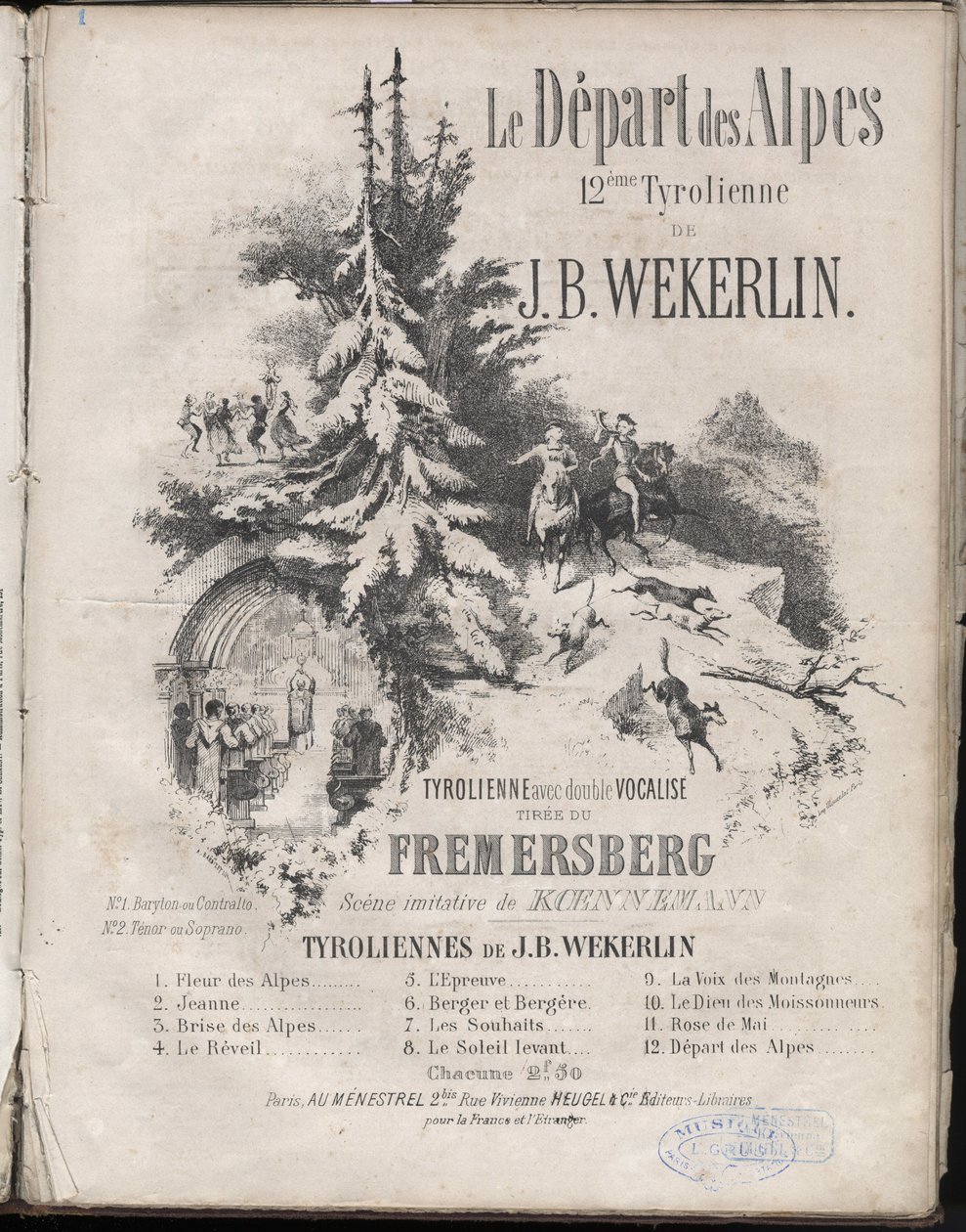 Noty „“Le depart des alpes“““ 12. zip line od Jean-Baptiste (Jean Baptiste) Theodore Weckerlin nebo Wekerlin 1821-1910 Soukromá sbírka. od Anonymous Anonymous