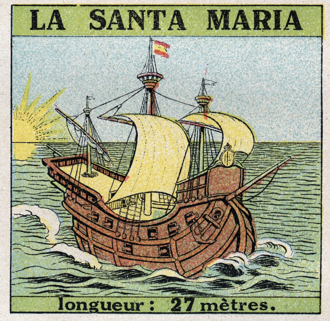 Lodě a lodě: Santa Maria, karavela Kryštofa Kolumba (1451-1506), když v roce 1492 objevil Ameriku. Anonymní ilustrace z roku 1925. Soukromá sbírka. od Anonymous Anonymous