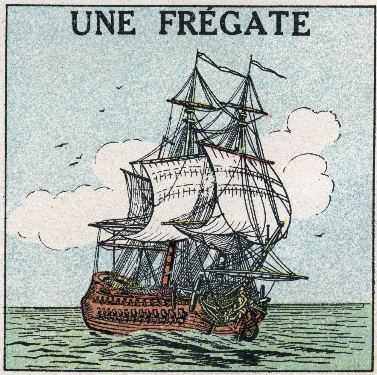 Lodě a lodě: fregata. Anonymní ilustrace z roku 1925. Soukromá sbírka. od Anonymous Anonymous
