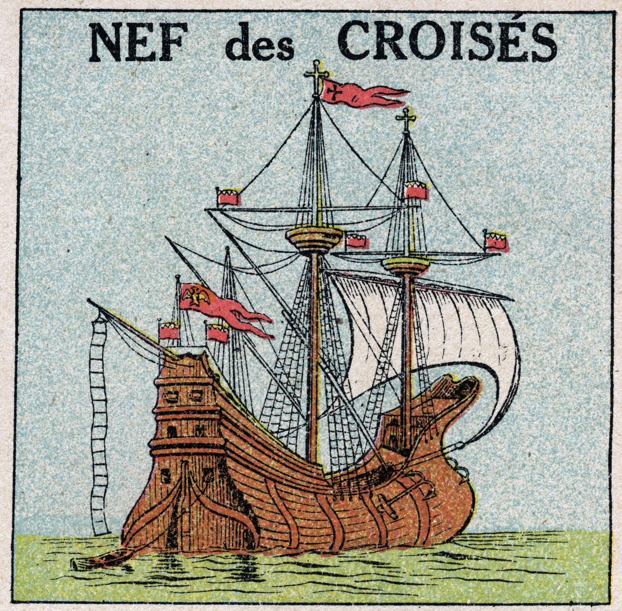 Lodě a lodě: královská loď „Montjoie“ krále Saint Louis (1214-1270) během křížových výprav. Anonymní ilustrace z roku 1925. Soukromá sbírka. od Anonymous Anonymous