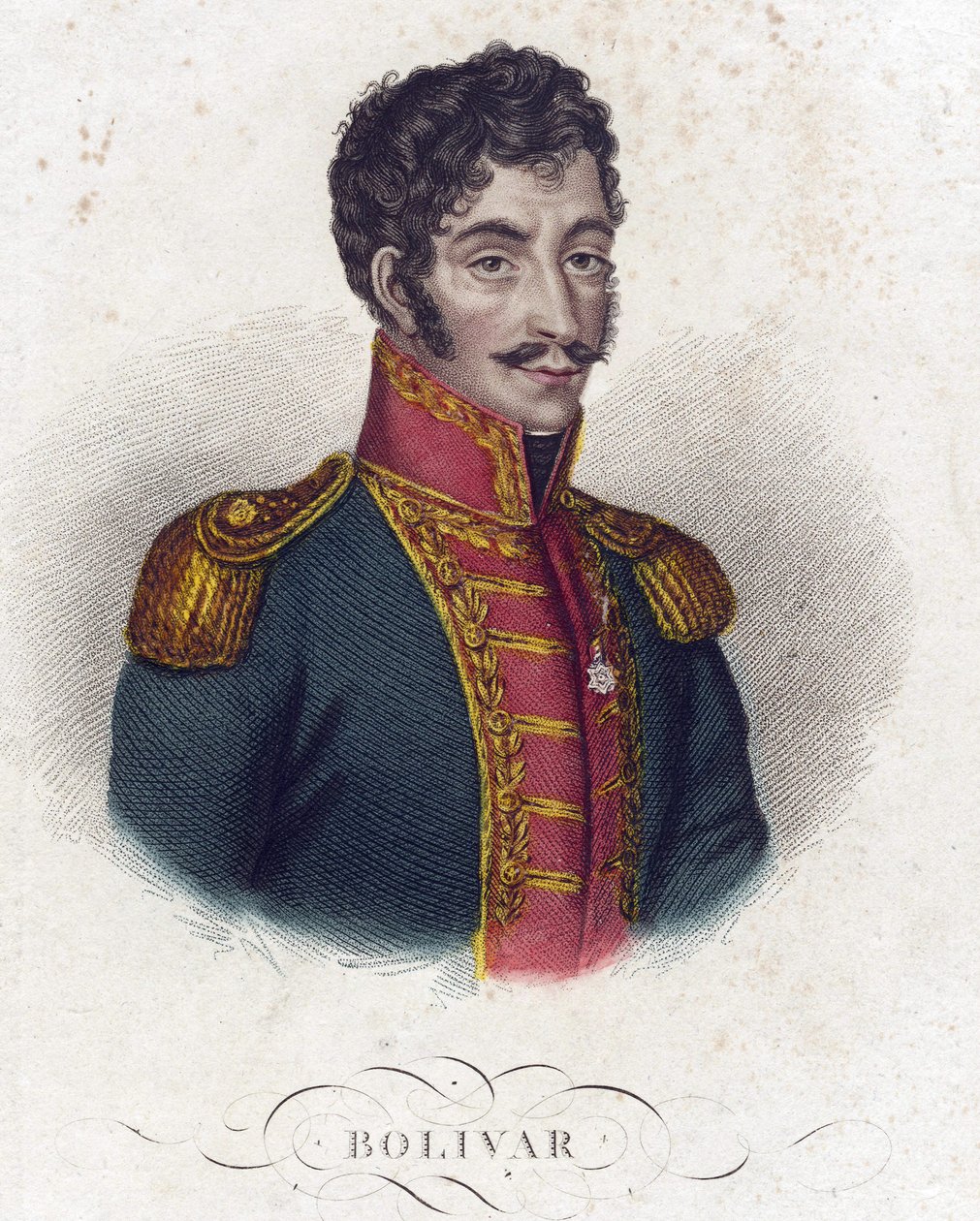 Simon Bolivar (1783-1830) - Anonym - 1825 - Lept, akvarel - 16,6x12 - Soukromá sbírka od Anonymous Anonymous