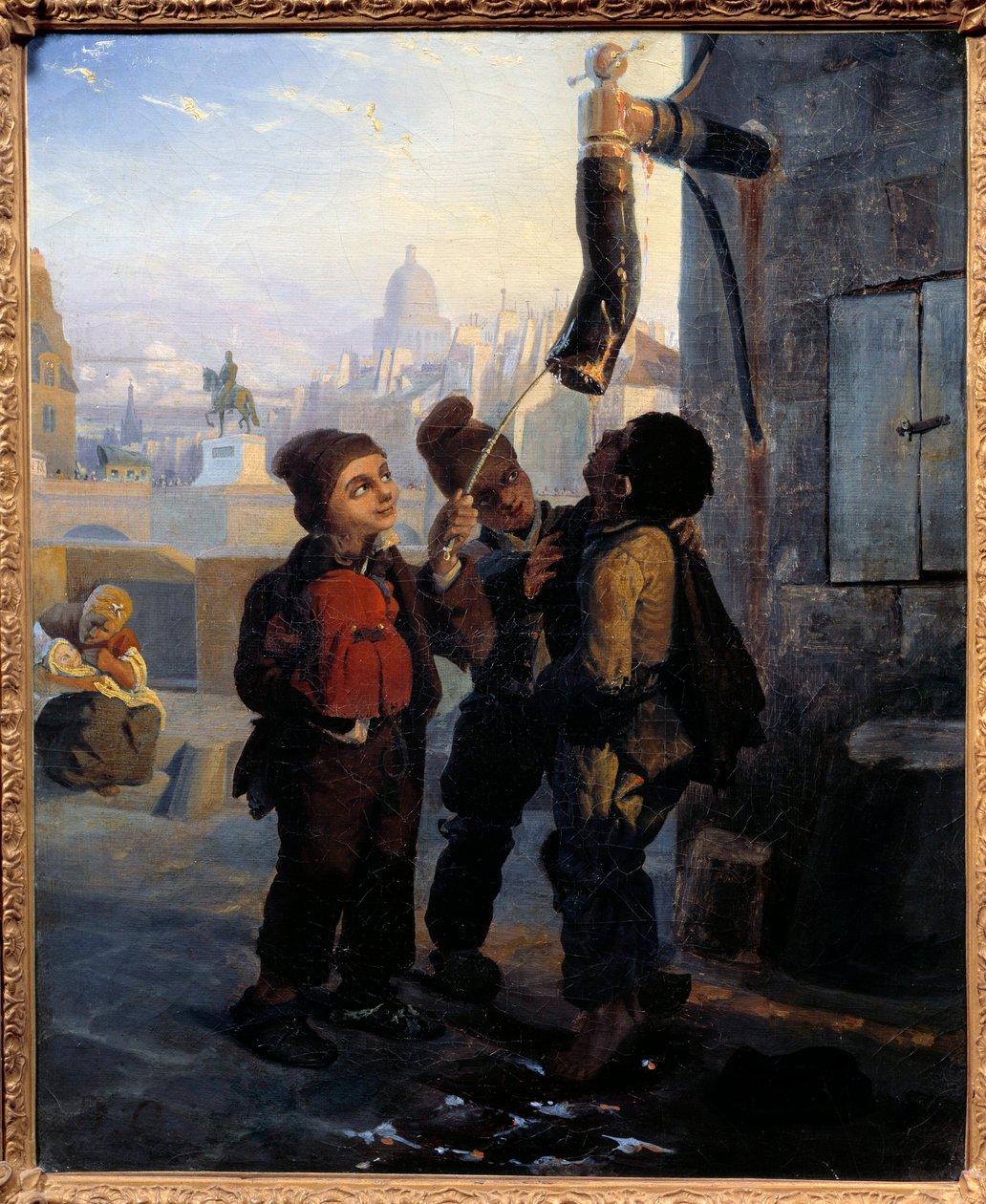 Malý komínový komín Deformace vody čerpadla na Quai du Louvre v roce 1830 Anonymní obraz. 1830 ne. 0,45x0,38 m od Anonymous Anonymous