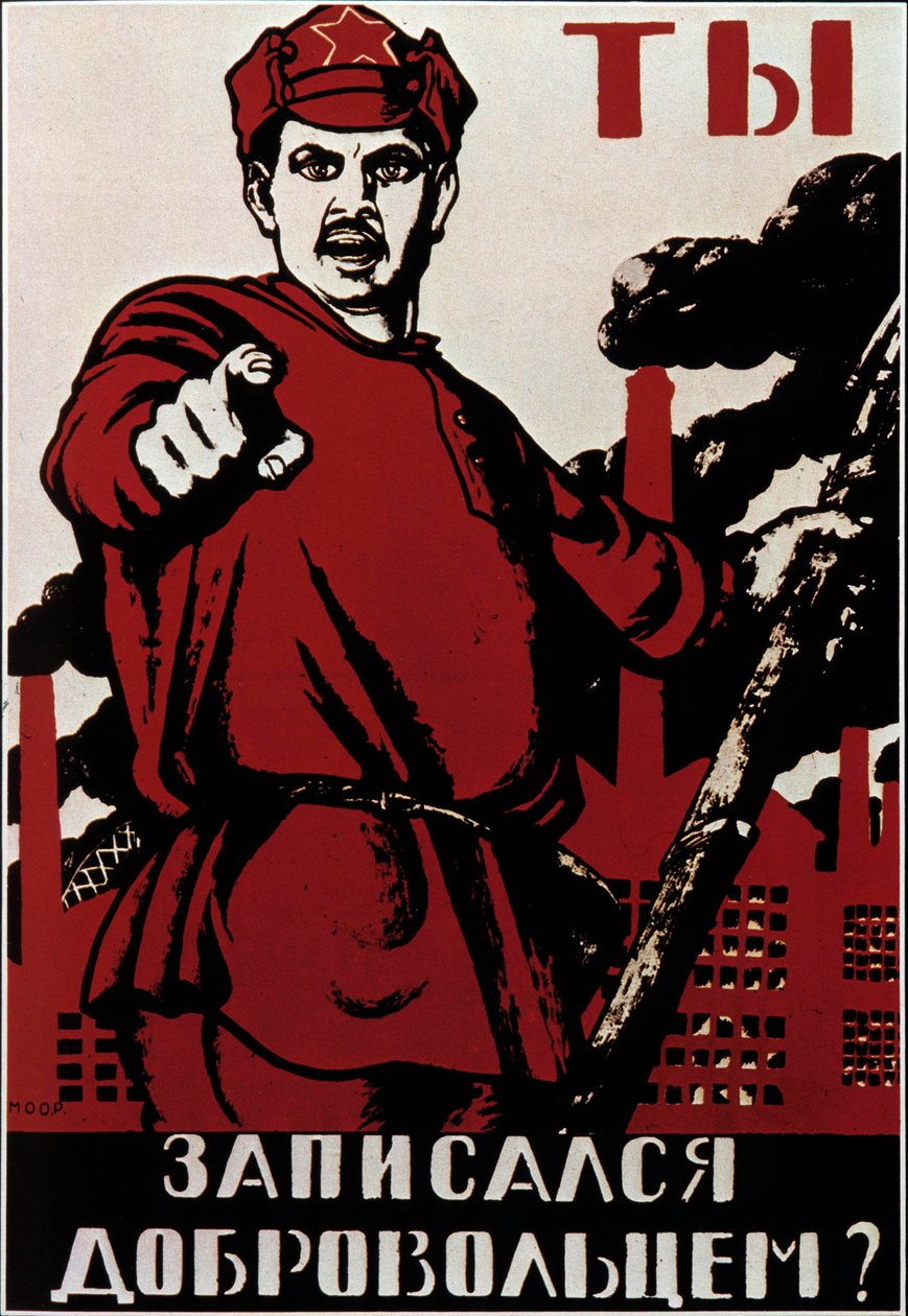 Sovětský revoluční propagandistický plakát vyzývající Rusy proti generálům Bílé armády, sdružující odpůrce komunistů po bolševické revoluci v roce 1917. od Anonymous Anonymous
