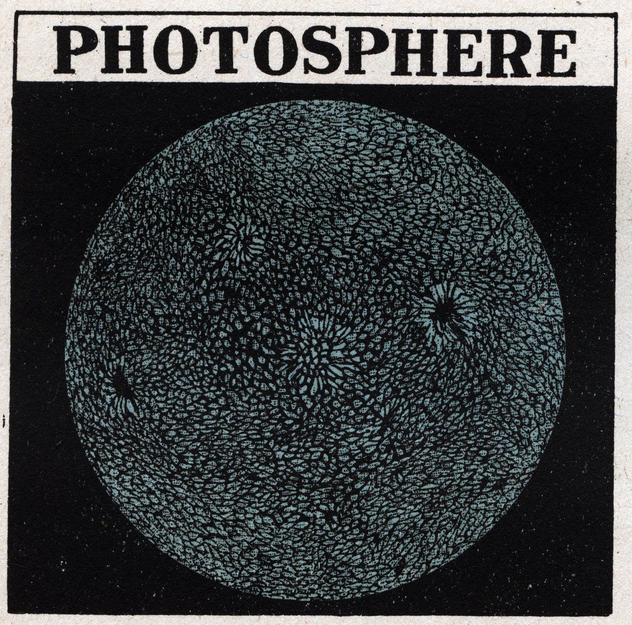 Spektrální analýza: složení slunce. Povrch Slunce se nazývá fotosféra. Anonymní ilustrace z roku 1925. Soukromá sbírka. od Anonymous Anonymous
