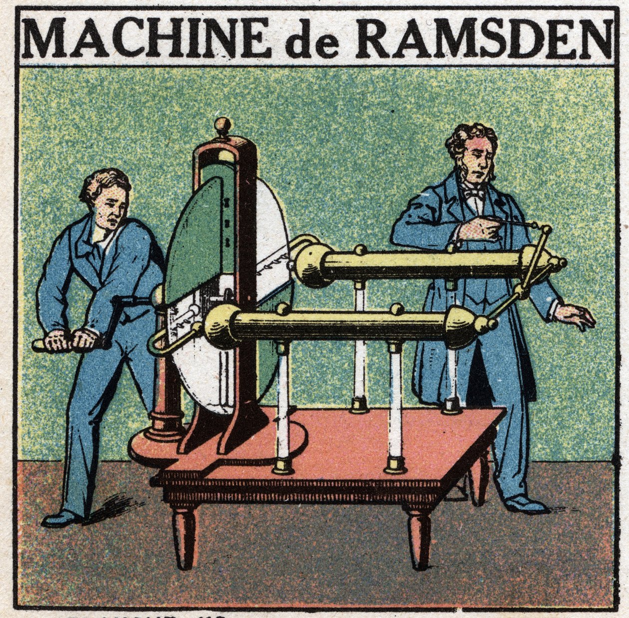 Statické stroje: strojní přídavek. Stroj Jesse Ramsdena (1735 -1800) vynalezený v roce 1768. Anonymní ilustrace z roku 1925. Soukromá sbírka. od Anonymous Anonymous