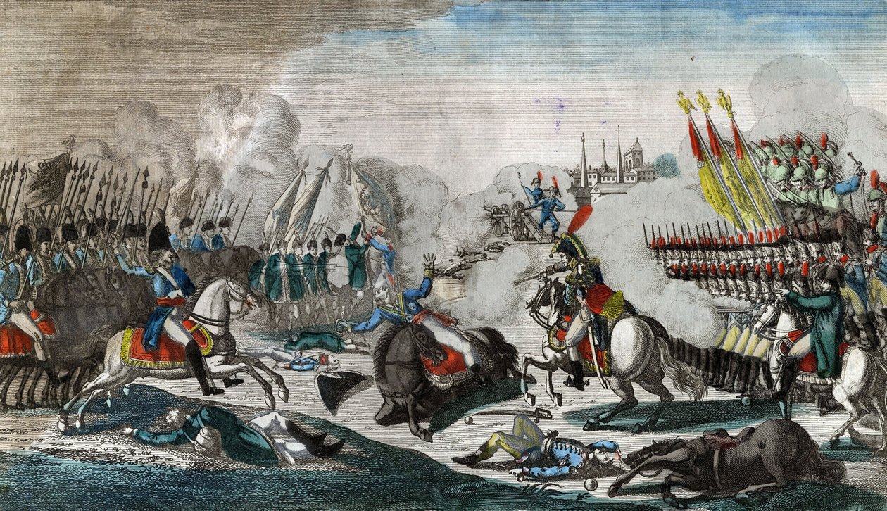 Bitva u Luetzenu (Bataille de Lutzen, ou Grossgorschen, 2. května 1813) - Anonymní - 1813 - Lept, akvarel - 38,9x29,2 - Soukromá sbírka od Anonymous Anonymous