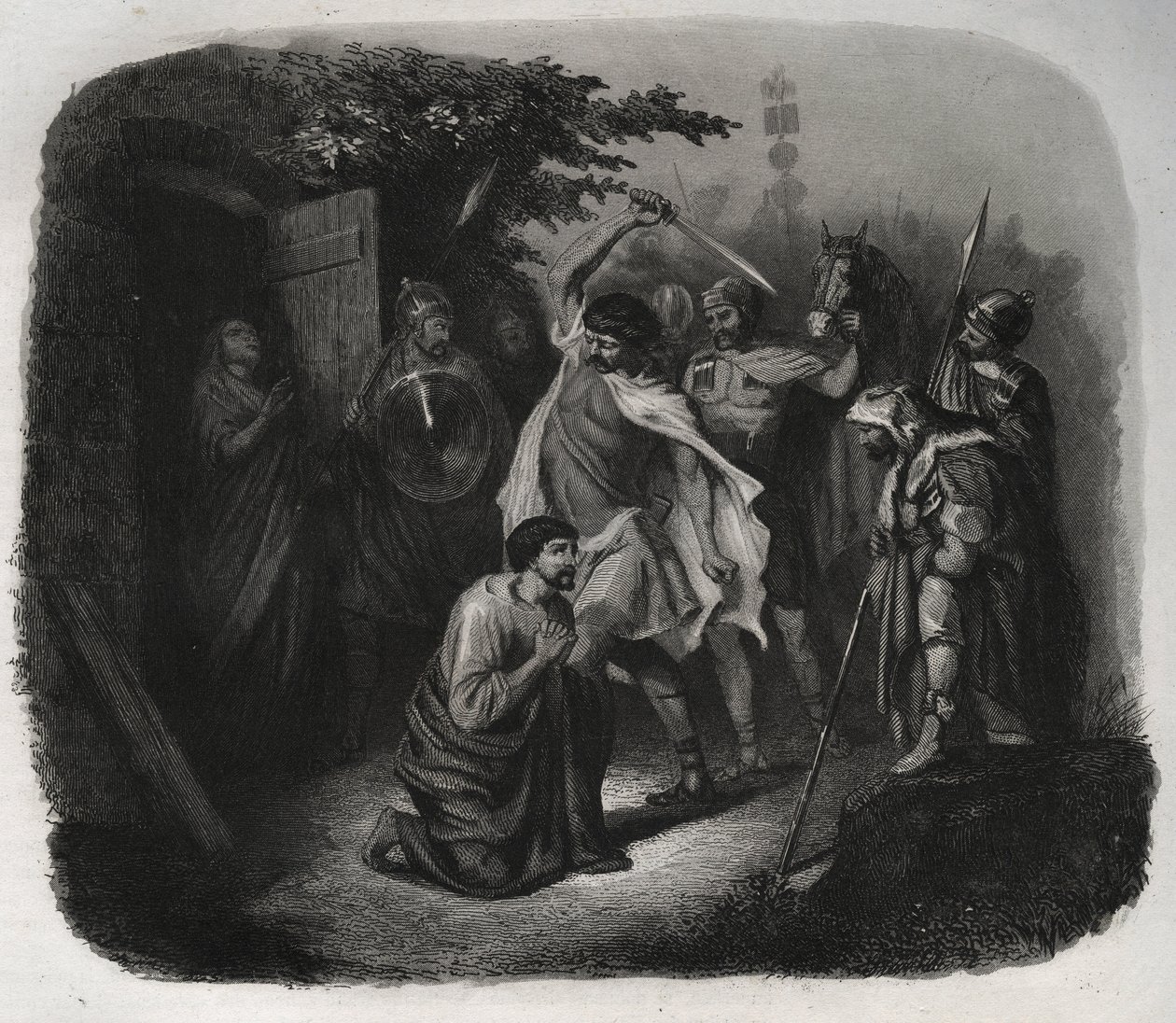 Dekolace svatého Juliána (Mučednictví). Rytina z roku 1846 v „Životech svatých““. Soukromá sbírka. od Anonymous Anonymous