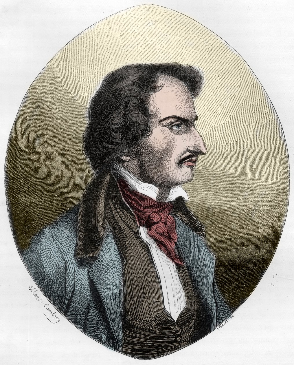 Francouzský básník a vrah, Pierre Francois Lancenaire (Lacenaire) - Pierre Francois Lacenaire (1803-1836), francouzský dandy, básník, spisovatel - Rytina z roku 1863 v „Le Livre Rouge - Histoire De L
