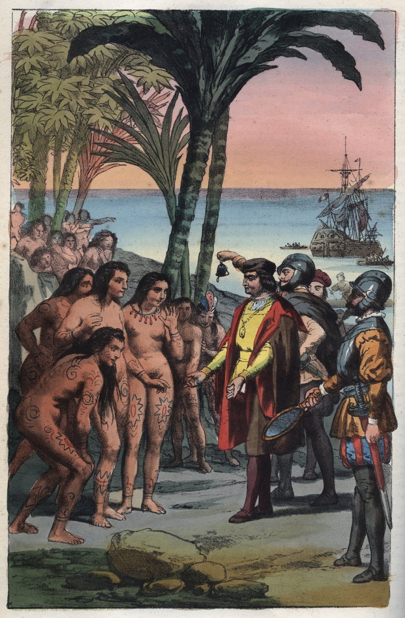 Příjezd objevitele Kryštofa Kolumba (1451-1506) do Ameriky od Anonymous Anonymous