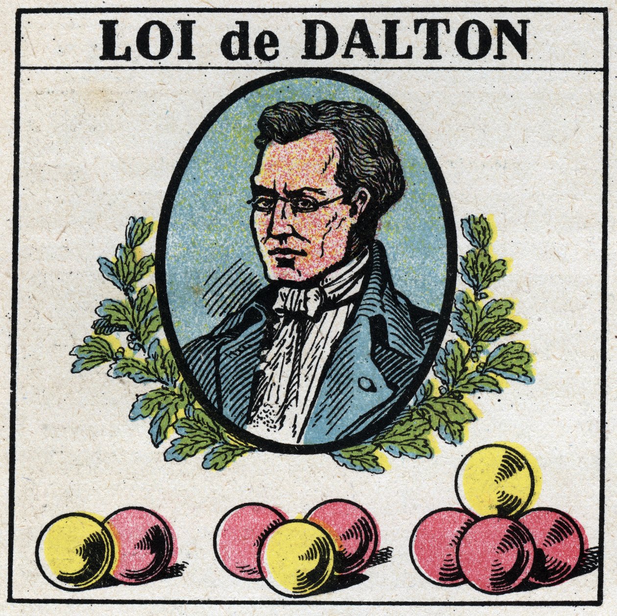 Atomy: Zákon Johna Daltona (1766-1844). Anonymní ilustrace z roku 1925. Soukromá sbírka. od Anonymous Anonymous