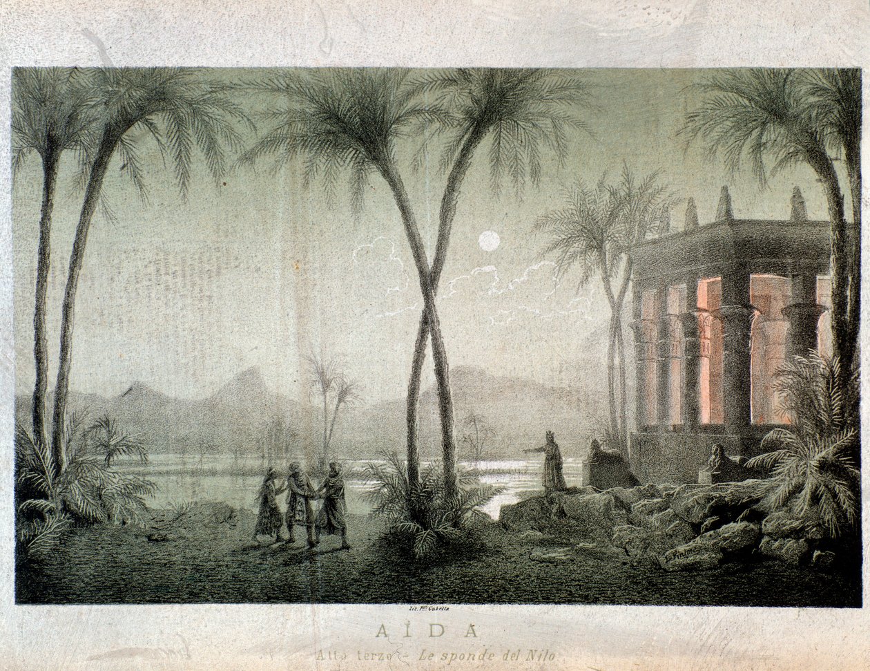 Břehy Nilu. Ilustrace pro akt III Aida, opera Giuseppe Verdiho od Anonymous Anonymous
