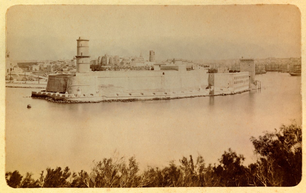 Město Marseille a jeho okolí kolem 1885-1890: Fort Saint Jean, pohled z Pharo, soukromá sbírka od Anonymous Anonymous