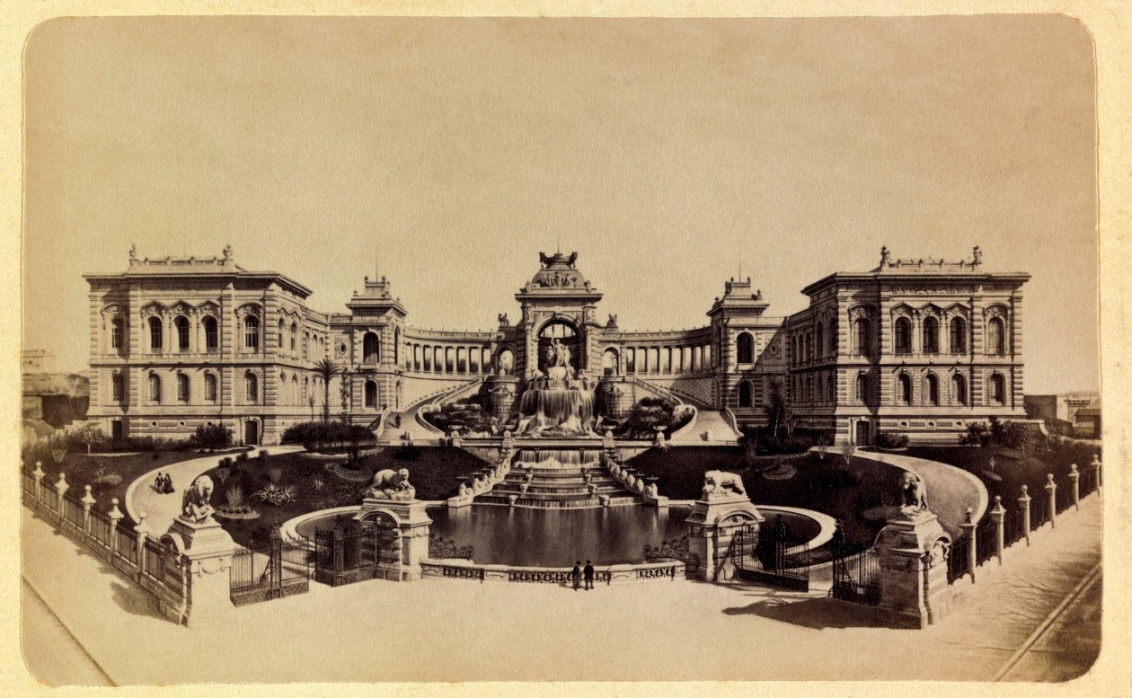 Město Marseille a jeho okolí kolem 1885-1890: Palác Lonchamp (muzeum výtvarných umění), soukromá sbírka od Anonymous Anonymous