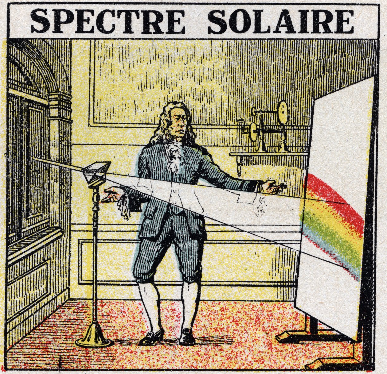 Barvy: sluneční spektrum, které studoval Isaac Newton (1642-1727). Anonymní ilustrace z roku 1925. Soukromá sbírka. od Anonymous Anonymous