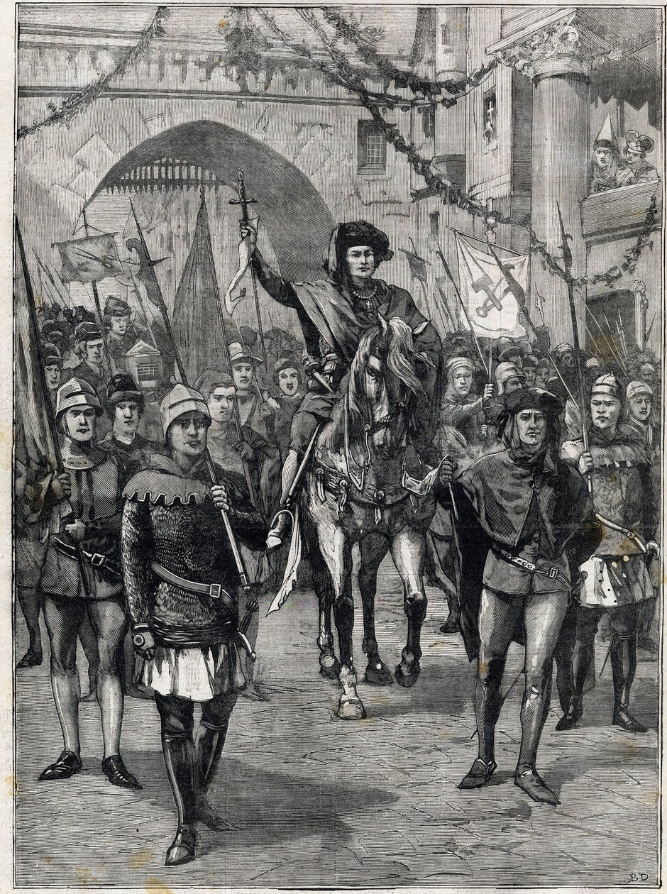 Sbor korporací ve 14. století: Prevot pařížských obchodníků. Rytina. V ""The Little Parisien"", dne 18.6.1899. Soukromá sbírka. od Anonymous Anonymous