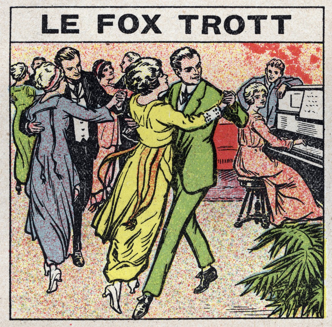 Účinky hudby: páry tančí Fox Trot (Liščí klus) na společenském večeru. Anonymní ilustrace z roku 1925. Soukromá sbírka. od Anonymous Anonymous