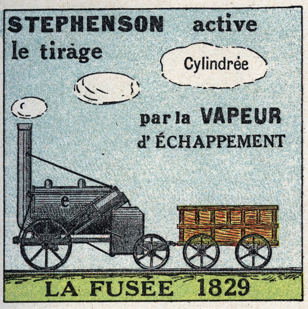 Lokomotiva: raketa vynalezená Georgem Stephensonem (1781-1848) v roce 1829. Anonymní ilustrace z roku 1925. Soukromá sbírka. od Anonymous Anonymous