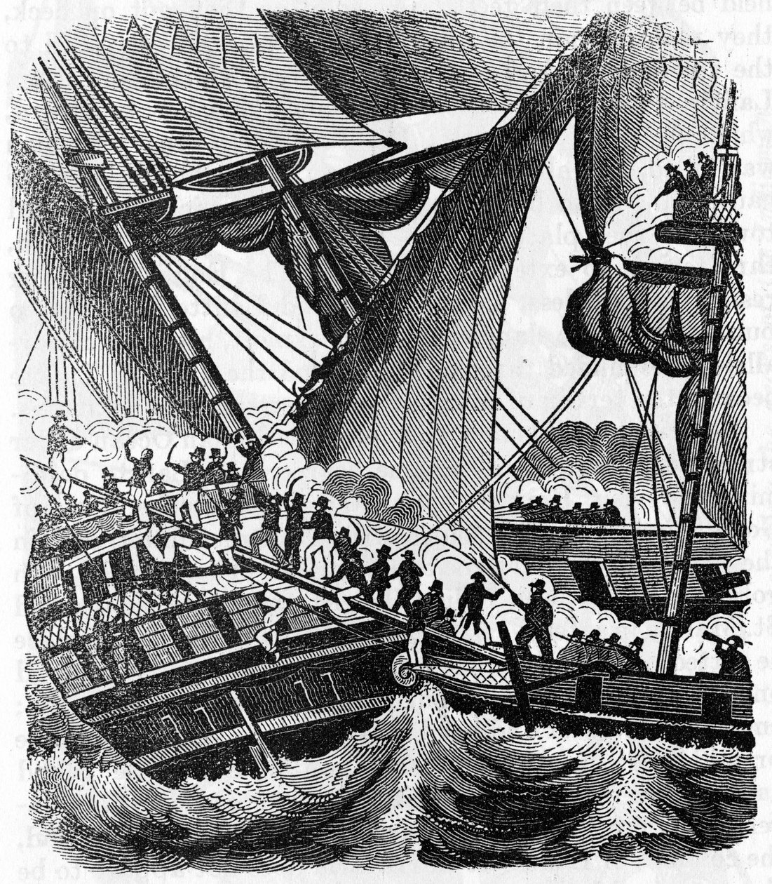 Pirátský gentleman Jean Lafitte (1780-1826) se blíží k lodi Queen East společnosti Compagnie des Indes. Rytina „“ Pirátská vlastní kniha““ 1837. od Anonymous Anonymous